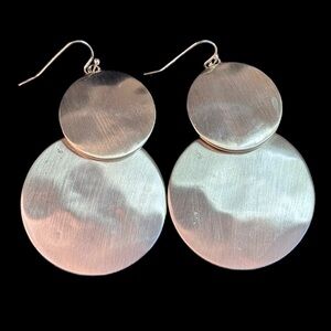 Geometric Brushed Gold  Double Disc Earrings